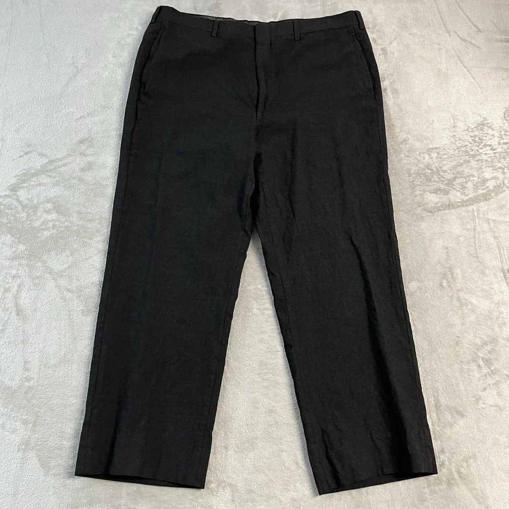 Jos A Bank Executive Collection Black 100% Wool Dress Pants Mens 37x28 USA Made